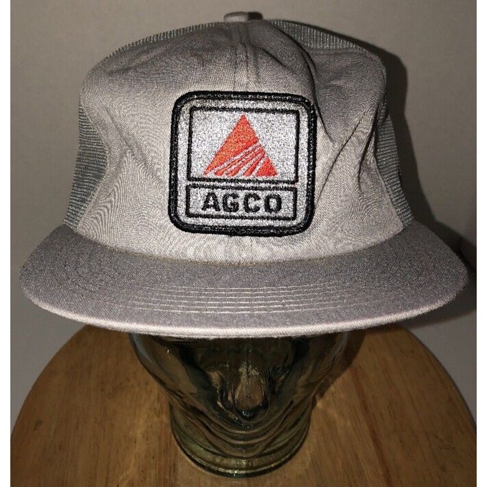 VTG AGCO 80s Gray Trucker Hat Cap Snapback K-Products Agricultural Farming USA